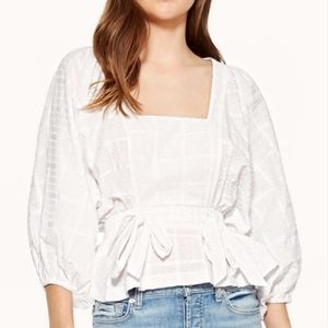 PARKER NY COTTON SWISS DOT SQUARE NECK BLOUSE NEW SIZE SMALL